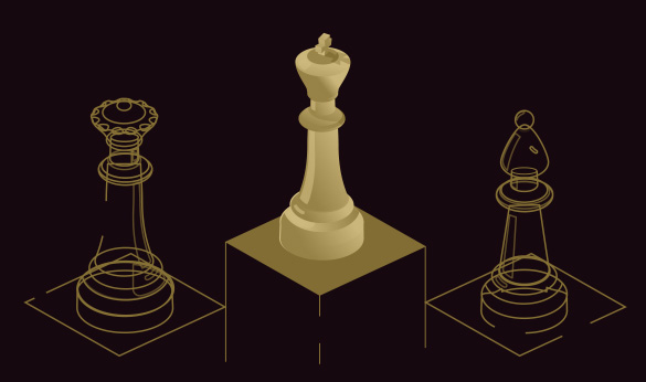 chess figures on podium